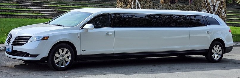 White stretch limousine